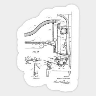 Automatic Bowling Mechanism Vintage Patent Hand Drawing Sticker